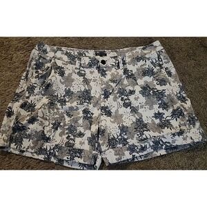 Dear John White and Gray Floral Jean Shorts